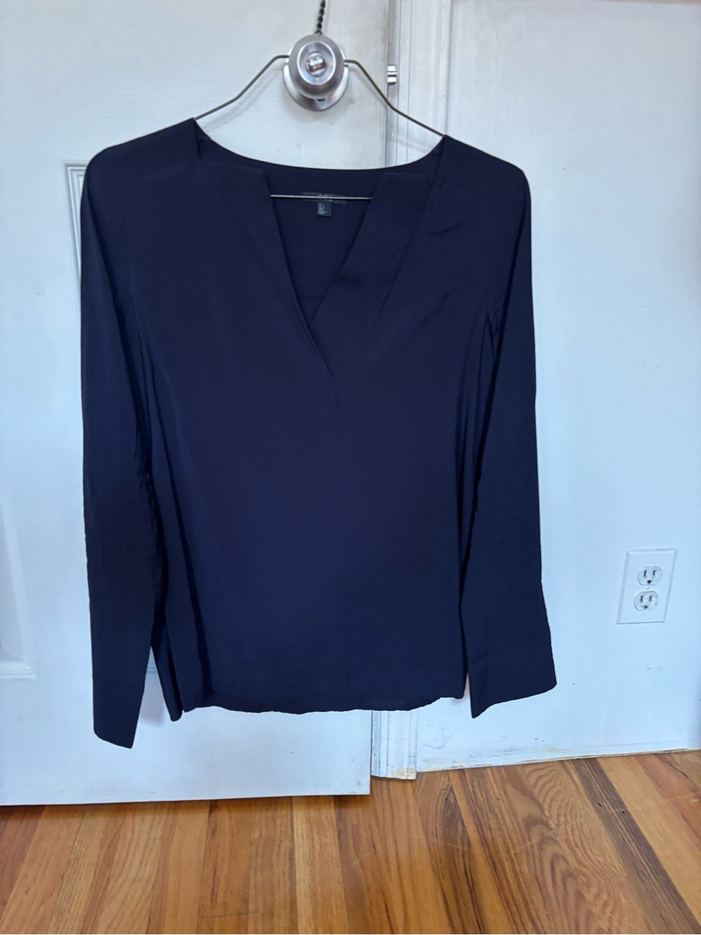 COS Navy V-Neck Long Sleeve Blouse